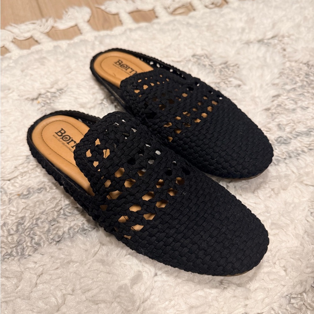 Born Black Woven Slip-On Mule Clogs